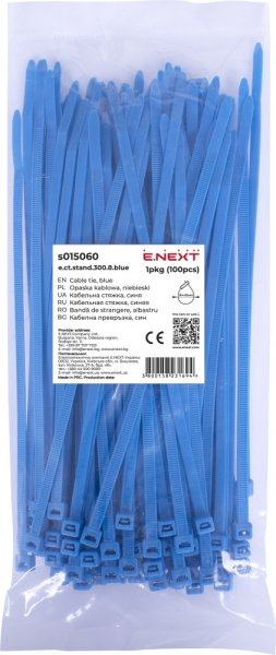 S015060 Кабельна стяжка e.ct.stand.300.8.blue (100шт), синя
