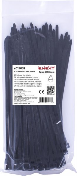 S015032 Кабельна стяжка e.ct.stand.370.4.black (100шт), чорна
