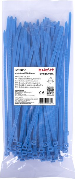 S015036 Кабельная стяжка e.ct.stand.370.4.blue (100шт), синяя