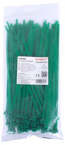 S015065 Кабельна стяжка e.ct.stand.400.8.green (100шт), зелена