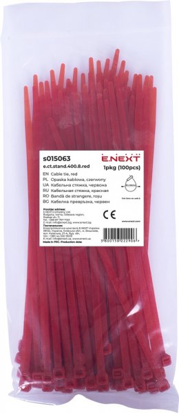 S015063 Кабельна стяжка e.ct.stand.400.8.red (100шт), червона