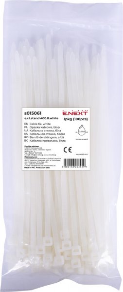 S015061 Кабельна стяжка e.ct.stand.400.8.white (100шт), біла
