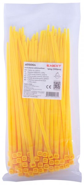 S015064 Кабельная стяжка e.ct.stand.400.8.yellow (100шт), желтая