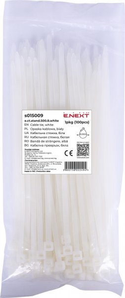S015009 Кабельна стяжка e.ct.stand.500.8.white (100шт), біла