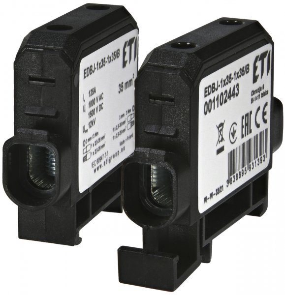 1102443 Ввідна силова клема EDBJ-1x35-1x35/B (125A, 1000V AC/1500V DC, IN: 1x35, OUT: 1x35, чорна) ETI