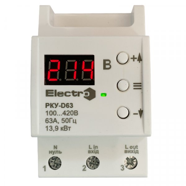 Однофазне реле контролю напруги РКУ-D63 63А 230В аналог ZUBR D63 Electro