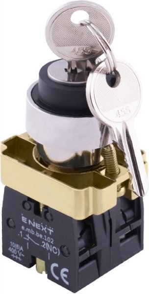 Переключатель с ключом e.mb.bg25.lr на 2 фиксированных положения «1-0», 1NO+1NC p0810137