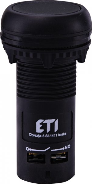 Кнопка моноблочна заглиблена ECF-11-C (1NO+1NC, чорна) 4771473 ETI