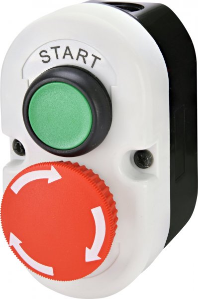 Кнопковий пост 2-модул. ESE2-V5 (Compact, "START/STOP" гриб.типа, відкл. поворотом, зелен./червон., корп. сіро-чорн.) 4771443 ETI