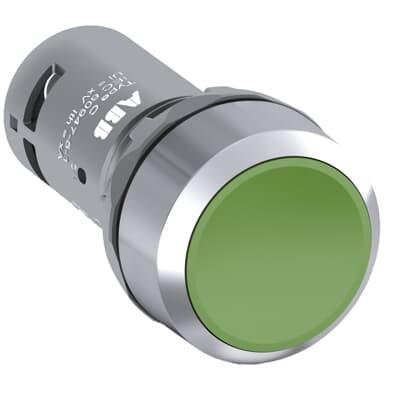 CP1-30G-20 Кнопка скрытая 2НВ, без фикс., хром. мет. кольцо, зеленая 1SFA619100R3022