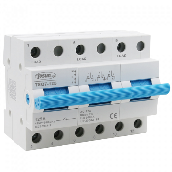 Переключатель нагрузки TSQ7-125 63A 3P (I-0-II) 230B TOSUNLux