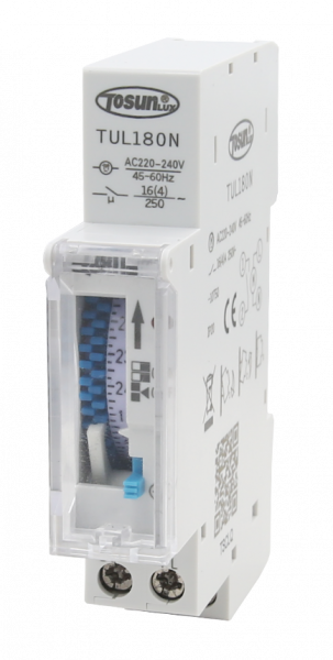 Таймер суточный ТUL180N, (18mm) 16(4)A 250В АС электромеханический TOSUNLux