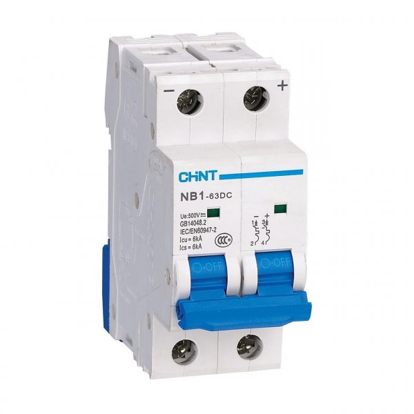 Модульный авт. выключатель NB1-63DC 2P C1A DC500V 6KA 182713 Chint