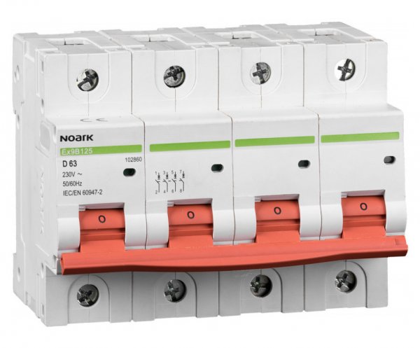 102852 Автоматический выключатель 20 kA, хар-ка C, 100 A, 4 полюса Ex9B125 4P C100A NOARK