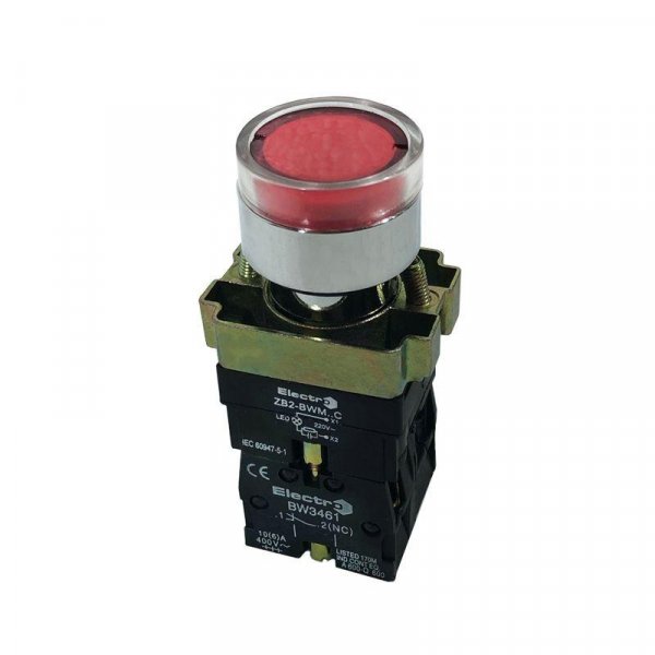 Кнопка PB2-ВW3461 червона 22mm NC з LED підсвічуванням Electro