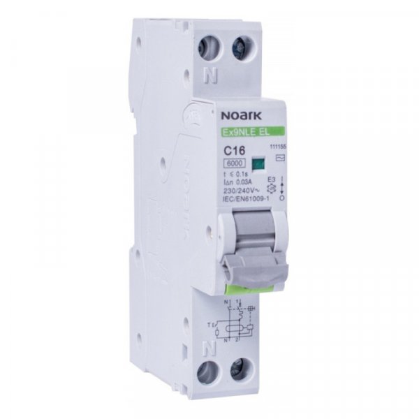 Дифавтомат, 1 модуль Icn=6kA, 1P+N, харка В, In=20A, IΔn=30mA, тип AC Ex9NLE EL 111149 NOARK