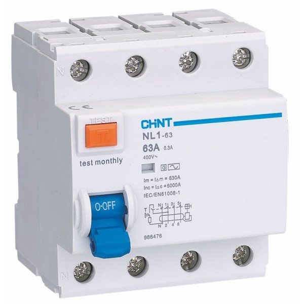УЗО NL1-63 4P 25A 30mA тип АС 6kA DB 200223 Chint