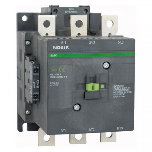Контактор, 3 полюса, 265A AC-3, 230V AC/DC, 2NO+2NC доп. контакты Ex9C265 22 3P 230V AC/DC 106267 NOARK