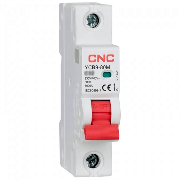 Модульный автоматический выключатель YCB9-80M, 1Р, 1А, C, 10kА, CNC