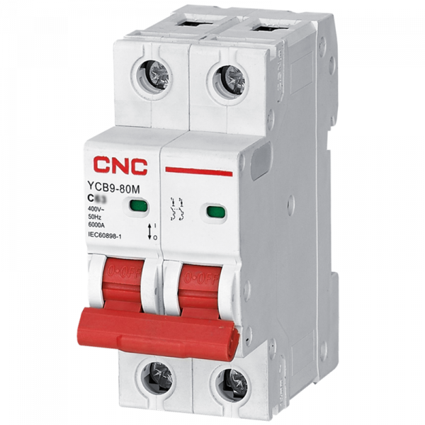 Модульный автоматический выключатель YCB9-80M, 2Р, 20А, C, 10kА, CNC
