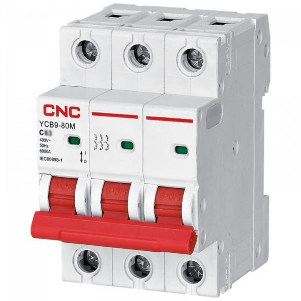 Модульний автоматичний вимикач YCB9-80M, 3Р, 10А, C, 10kА, CNC