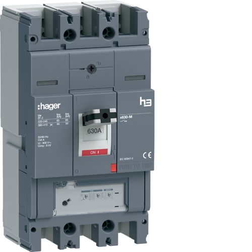 Автоматический выключатель HMJ630GR h3 x630 In=630A 3п, 50kA LSnl  Hager