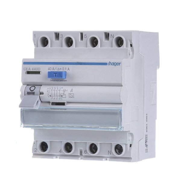 CEA440D Диференціальне реле (ПЗВ) 4P 6kA 40A 100mA A Hager