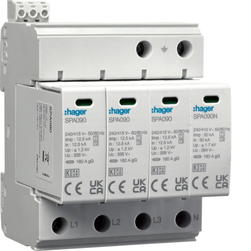 SPA931 Розрядник (ПЗІП) T1+T2 4P 50kA 1,2kV TN-S TT + дод.контакт Hager