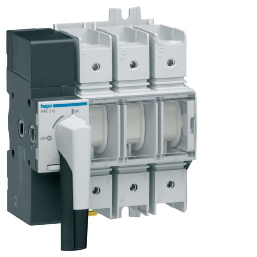 HAE316 Вимикач навантаження модульний з видимим розривом до 70мм2, 3п 160А Hager