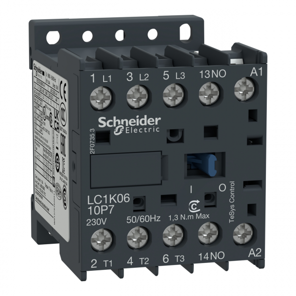 LC1K1601M7 Контактор малогабаритный TeSys K 3Р 16A катушка 220В AC 1NC Schneider