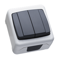 Выключатель двухклавишный IP44 серый 37064003 Makel