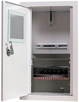 S0100004 Корпус e.mbox.stand.w.f1.08.z металевий, під 1-ф. лічильник, 8 мод., що вбудовується, з замком