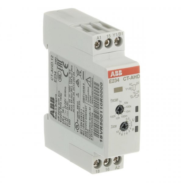 Реле з затримкою вимикання CT-AHD.12 24-48V DC, 24-240V AC, 1CO - 6A/250V ABB 1SVR500110R0000