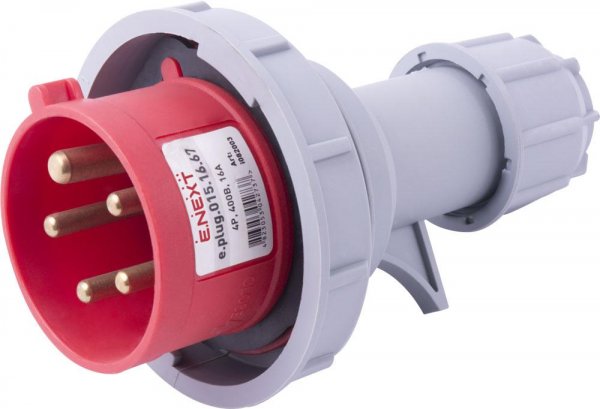 I082003 Силова вилка переносна e.plug.015.16.67, 5п., 400В, 16А, IP 67 E.NEXT
