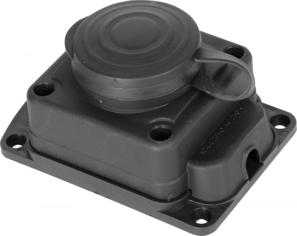 S9100025 Розетка одинарна з захисною кришкою каучукова e.socket.rubber.029.1.16, з з/к, 16А E.NEXT