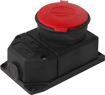 S9100034 Силова розетка стаціонарна з захисною кришкою каучукова e.socket.rubber.072.32, 4п., 32А E.NEXT