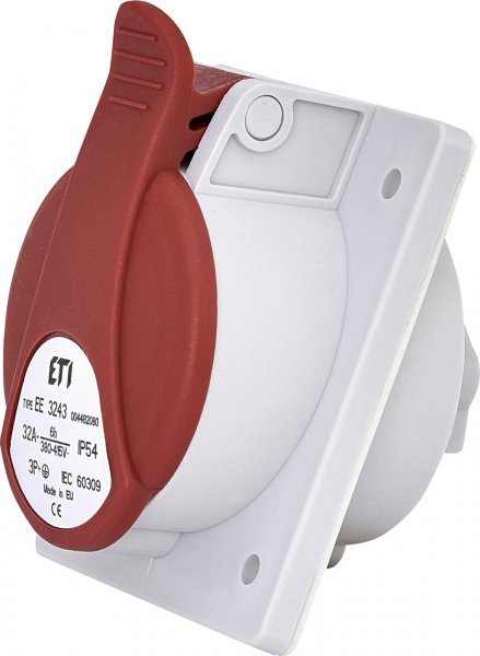 Розетка встроенная (силовой разъём) EE-3243 IP54 (32A, 400V, 3P+PE) 4482080 ETI