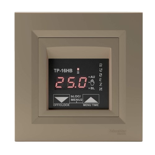 Терморегулятор з тижневим таймером в розетку ТР-16НВ, бронза, 16A РУБІЖ