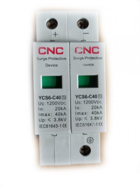 Обмежувач перенапруг на DIN-рейку YCS6-C, 2P 20kA-40kA 1200V, DC (постійний струм) CNC