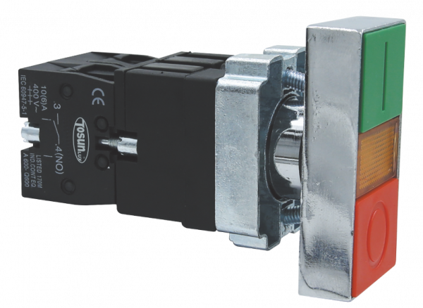 Кнопка "Старт-Стоп" PB2-BW8365 зелена/червона з підсвіткою 1NO+1NC Ø22mm AC 230/400B TOSUNLux