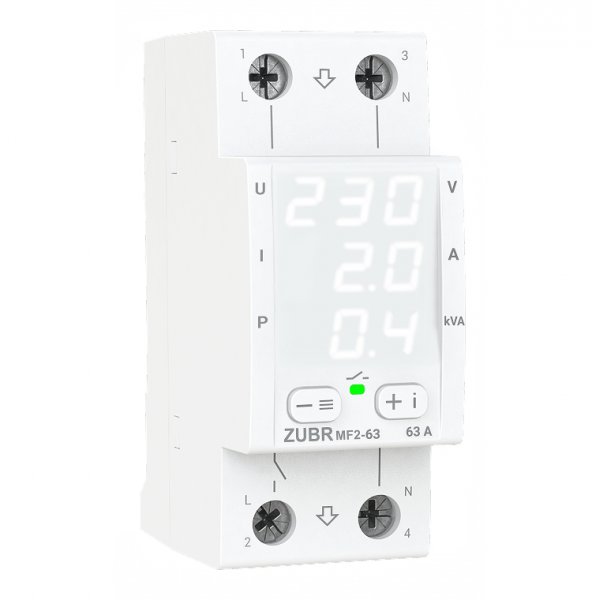 Реле напруги з контролем струму та потужності MF2-63 ZUBR