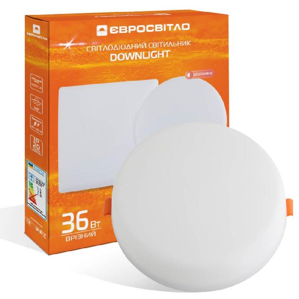 Светильник точечный врезной Евросвет 36Вт круг LED-R-220-36 6400К без рамки 000058316