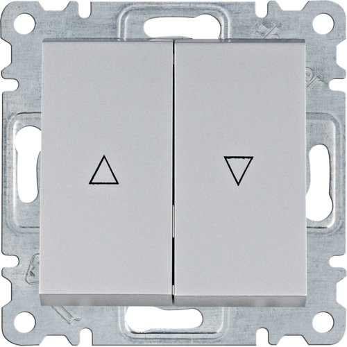 Выключатель 2-клавишный для жалюзи "Контактор" Lumina серебро 10АХ/230В Hager WL0322