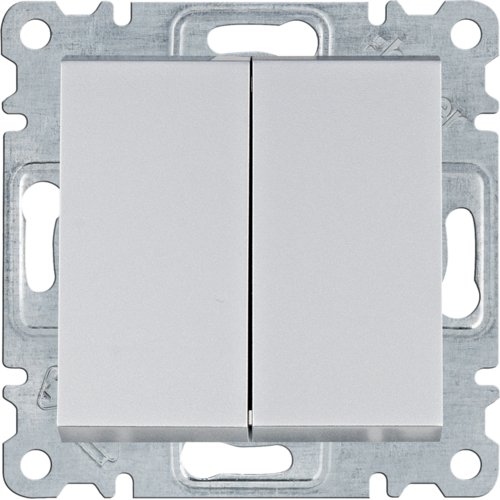 Вимикач 2-клавішний універсальний Lumina срібний 10АХ/230В Hager WL0052
