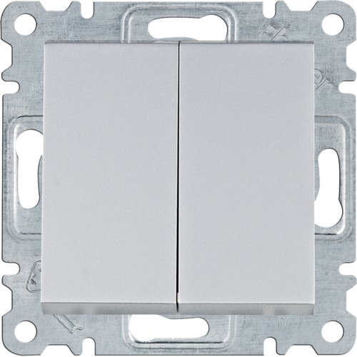 Вимикач 1-тактовий 2-клавішний Lumina срібний 10АХ/230В Hager WL0142
