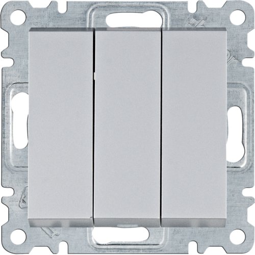 Выключатель 3-клавишный Lumina серебро 10АХ/230В Hager WL0072