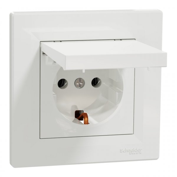 EPH3100121 Розетка с крышкой и заземлением белый Asfora Schneider Electric