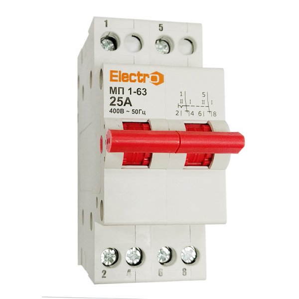 Переключатель нагрузки трехпозиционный МП1-63 2P 32A I-0-II 230B/400B Electro