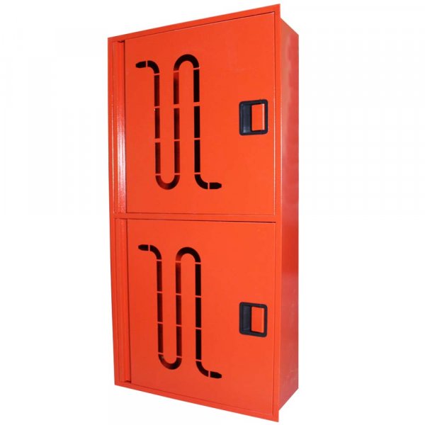 Шафа пожежна для збереження пожежного рукава д.51,66,77мм ШП 60120 В-С (червона, вбудована, зі стінкою)