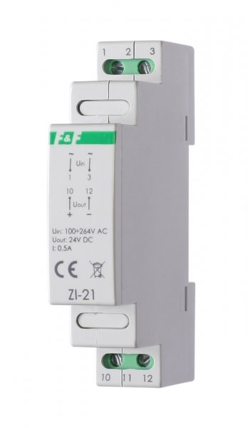 Промышленный импульсный блок питания ZI-21 100÷264V AC 0,5A OUT 24V DC 12W F&F
